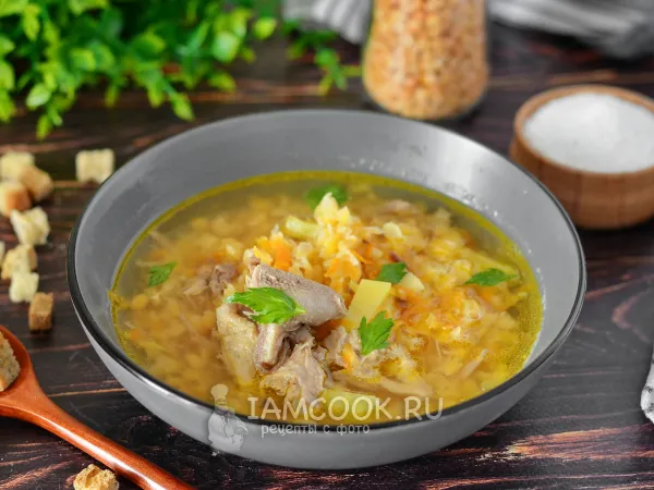 Фото готового блюда: Гороховый суп с уткой