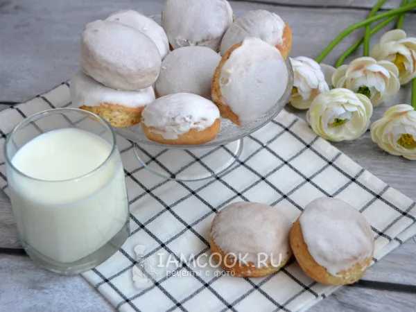 Фото блюда: Пышное заварное печенье на молоке с глазурью