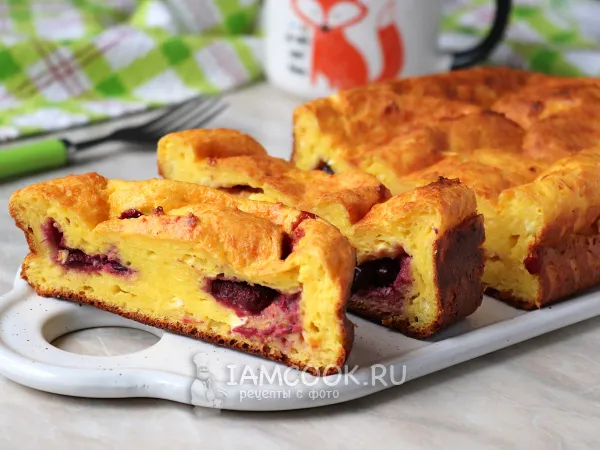 Фото блюда: Творожная запеканка с замороженными ягодами