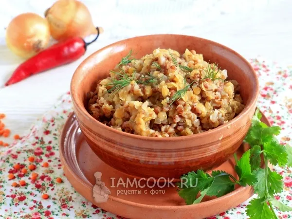 Фото готового блюда: Чечевица с гречкой