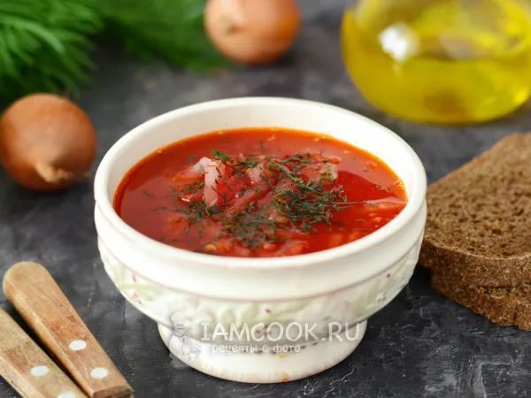 Фото готового блюда: Борщ с черносливом и грибами