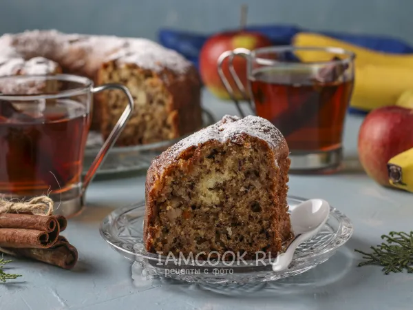 Фото готового блюда: Банановый манник с яблоками