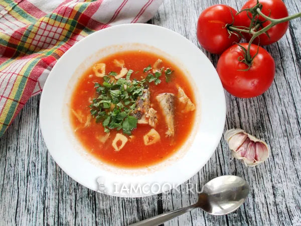 Фото блюда: Томатный суп из скумбрии