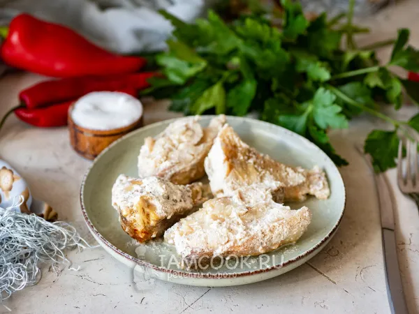 Фото блюда: Морской окунь в сметане в духовке