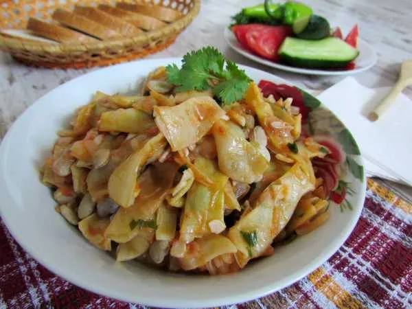 Фото блюда: Cтручковая фасоль, тушеная с овощами