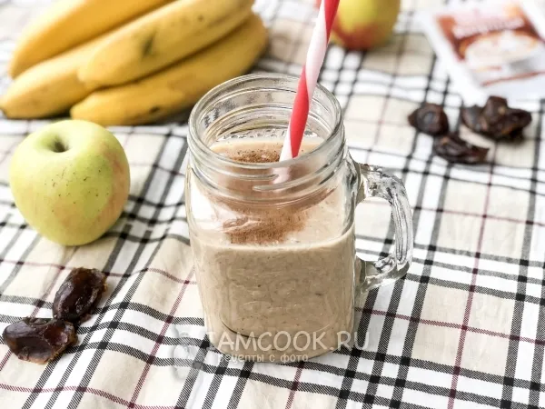 Фото блюда: Смузи с яблоком, бананом и молоком