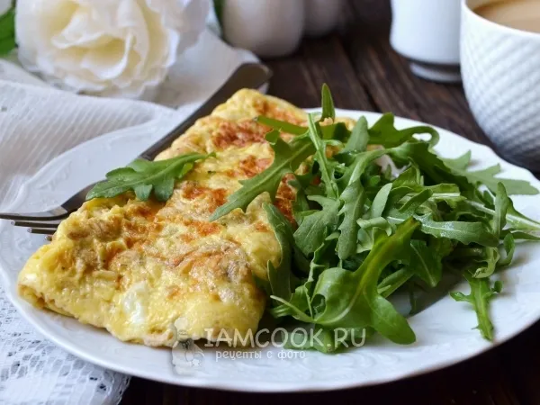 Фото блюда: Омлет с рукколой и овсяными хлопьями