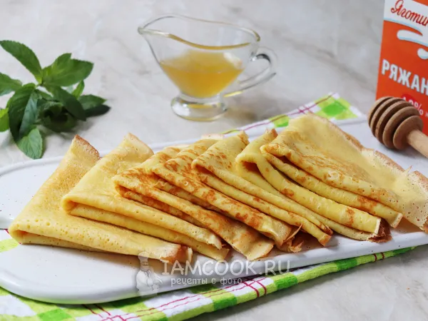 Фото блюда: Блины на ряженке с кипятком (тонкие, с дырочками)