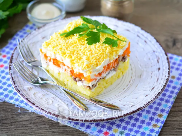 Фото готового блюда: Салат «Мимоза» со скумбрией