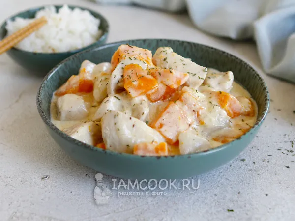 Фото блюда: Куриная грудка с тыквой в сливках