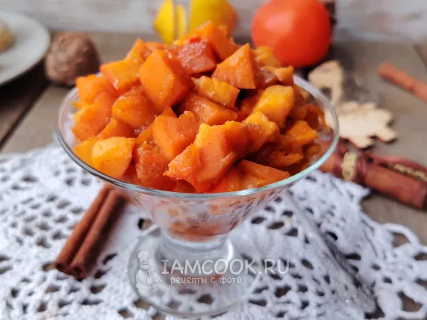 Фото готового блюда: Десерт из тыквы и хурмы