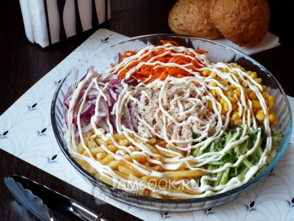 Фото блюда: Салат «Ералаш» с картошкой фри