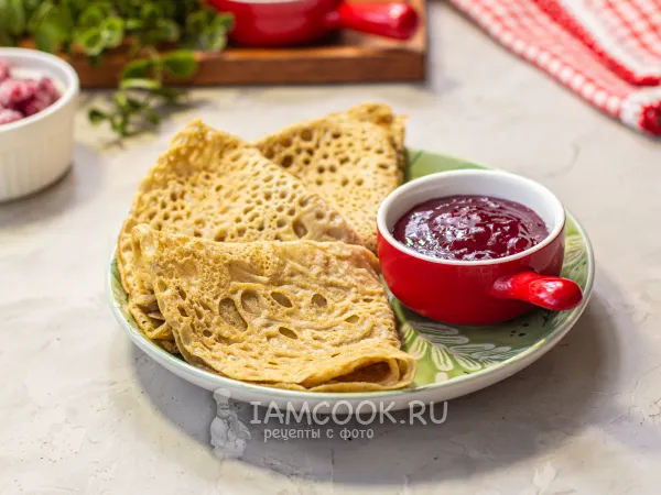 Фото блюда: Блины из муки зеленой гречки на воде