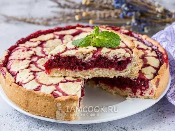 Фото блюда: Постный песочный пирог с вишней