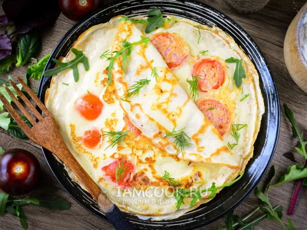 Фото блюда: Блины с помидорами