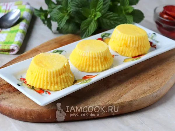 Фото готового блюда: Творожный пудинг в микроволновке