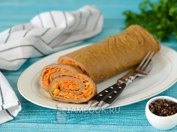Фото блюда: Печеночный рулет из куриной печени в духовке