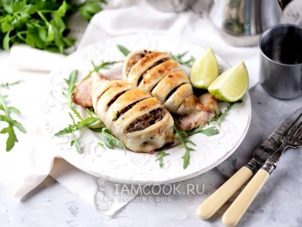 Фото блюда: Постные фаршированные кальмары