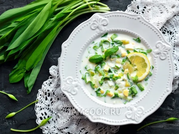 Фото готового блюда: Холодный суп с черемшой на кефире