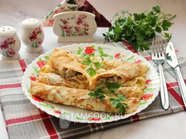 Фото блюда: Яичные блинчики с курицей