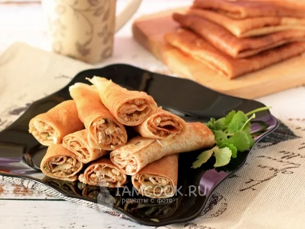 Фото блюда: Блинчики с мясом и капустой