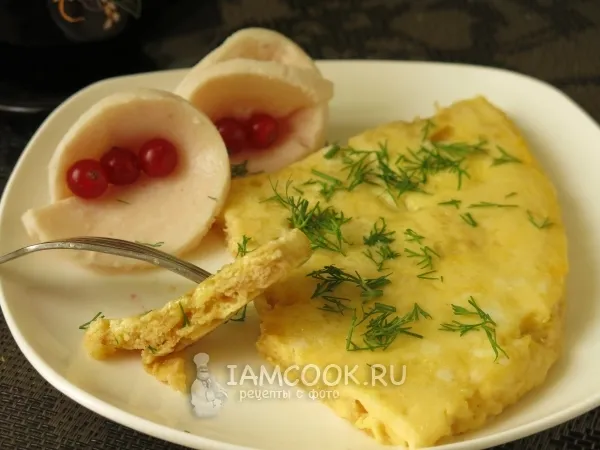 Фото блюда: Омлет с вафельными коржами в микроволновке