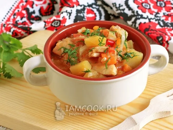 Фото блюда: Рагу с куриным филе и баклажанами