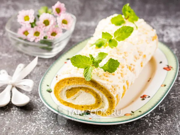 Фото готового блюда: Тыквенный рулет (с творогом)