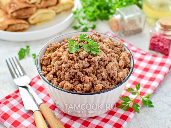 Фото блюда: Начинка для блинов из фарша говядины