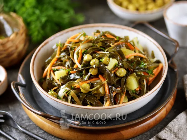 Фото готового блюда: Постный салат с морской капустой