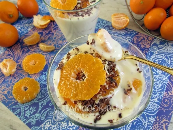 Фото готового блюда: Десерт с мандаринами и белым шоколадом