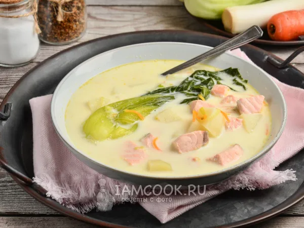 Фото блюда: Японский сливочный суп с лососем