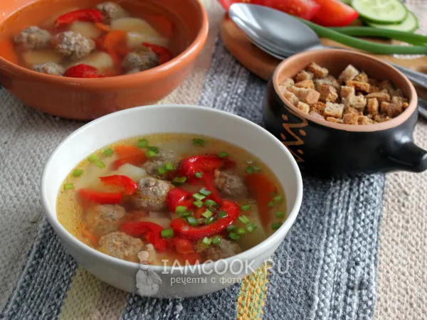 Фото готового блюда: Быстрая шурпа с фрикадельками из баранины
