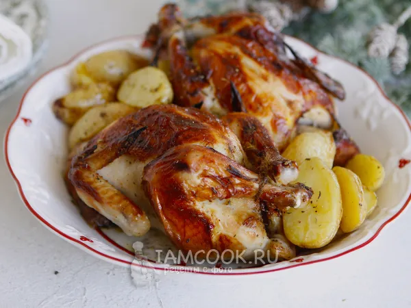 Фото блюда: Цыплята-корнишоны в духовке с картошкой
