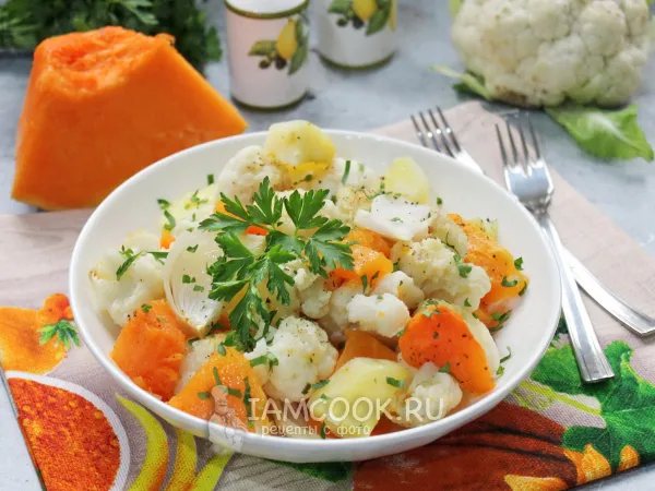 Фото блюда: Тыква с цветной капустой в духовке