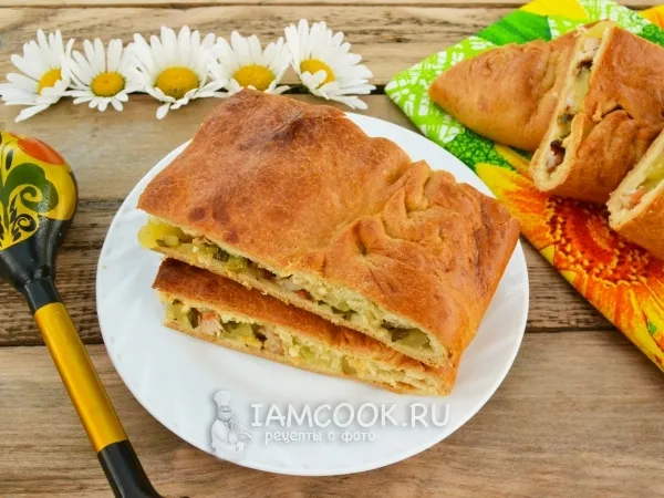 Фото блюда: Кулебяка с мясом и картошкой