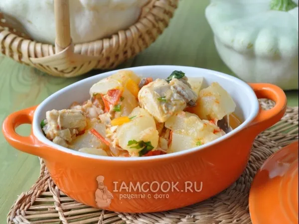 Фото блюда: Куриная грудка с патиссонами в мультиварке