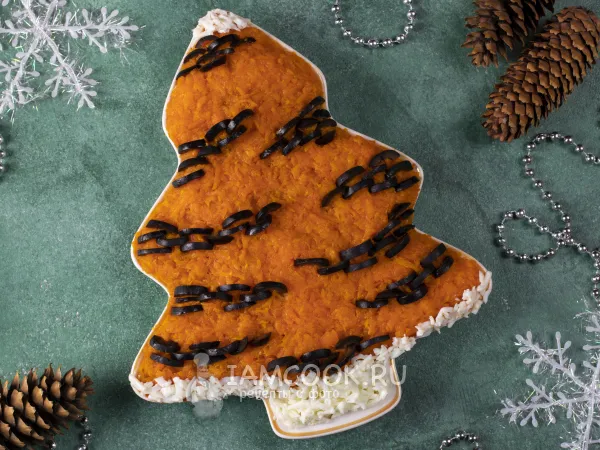 Фото готового блюда: Салат «Тигровая ёлочка»