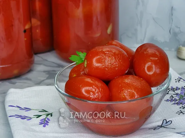 Фото блюда: Помидоры в собственном соку без уксуса на зиму