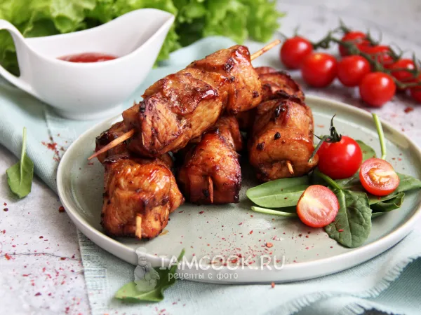 Фото готового блюда: Шашлык из курицы в аэрогриле