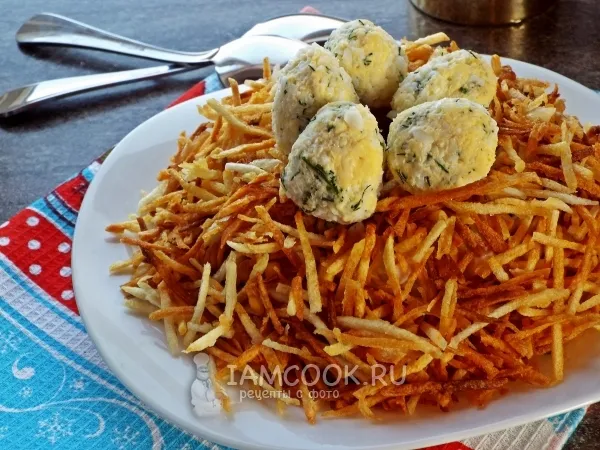 Фото блюда: Салат «Гнездо глухаря» с ветчиной