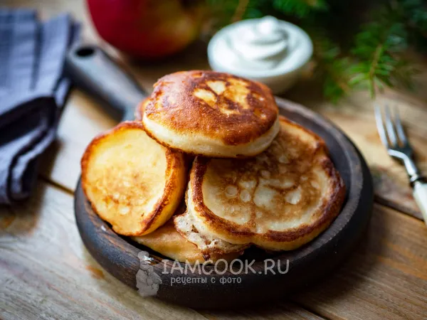 Фото блюда: Пышные оладьи на йогурте на дрожжах