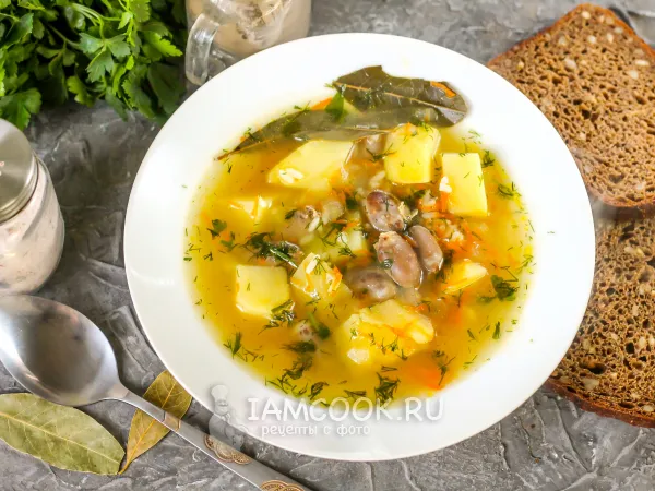 Фото готового блюда: Суп с куриными сердечками и рисом