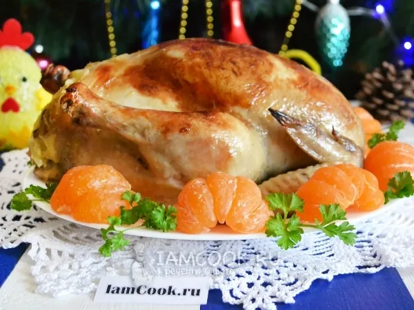 Фото блюда: Курица, фаршированная картофелем и грибами