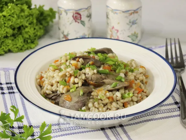 Фото блюда: Перловка с куриной печенью в мультиварке