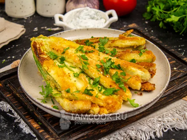 Фото блюда: Жареные кабачки веером на сковороде