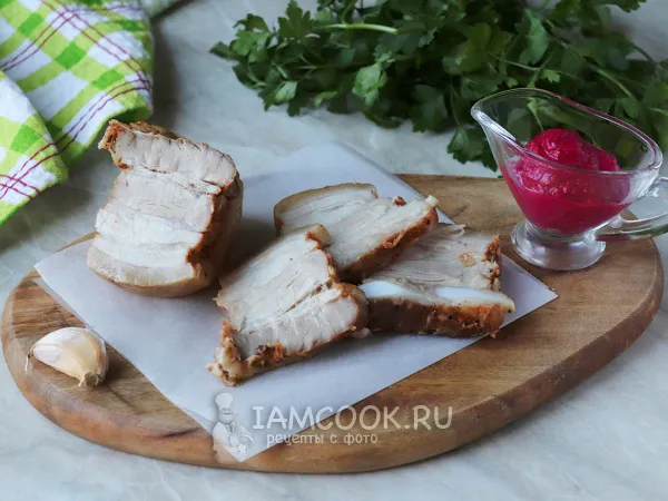 Фото готового блюда: Вареная свиная грудинка в пакете