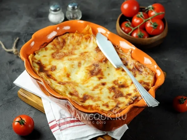 Фото готового блюда: Лазанья с грибами и сыром