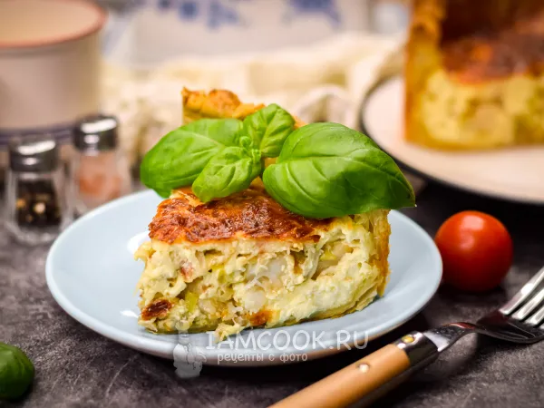 Фото блюда: Киш из слоеного теста с рыбой