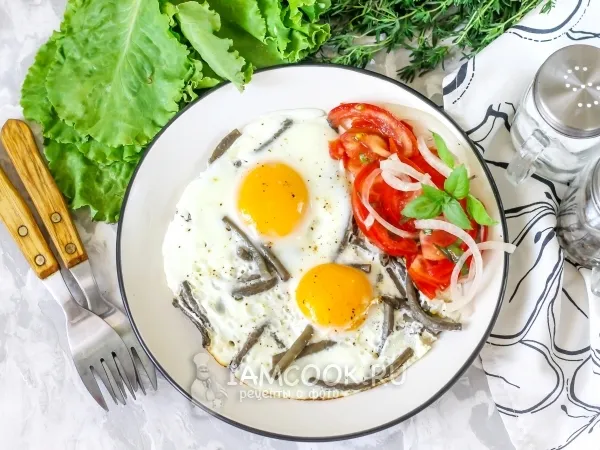 Фото блюда: Яичница с чесночными стрелками